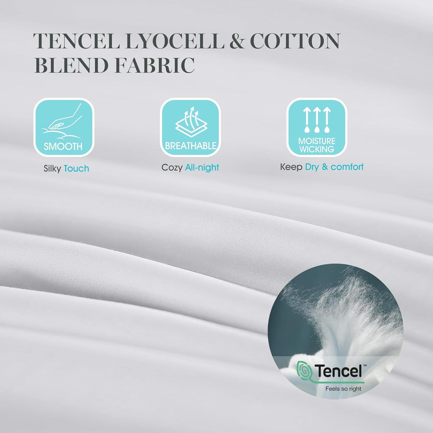 imageMartha Stewart Tencel LyocellCotton Blend White Goose Feather and Down Fiber Comforter Medium Weight All Season Warmth FullQueen SizeKing