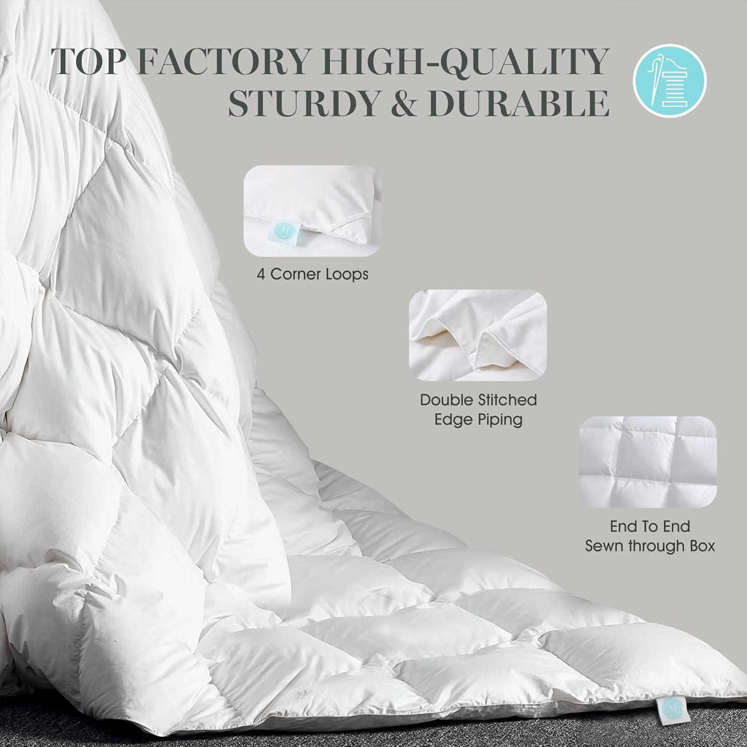 imageMartha Stewart Tencel LyocellCotton Blend White Goose Feather and Down Fiber Comforter Medium Weight All Season Warmth FullQueen SizeTwin
