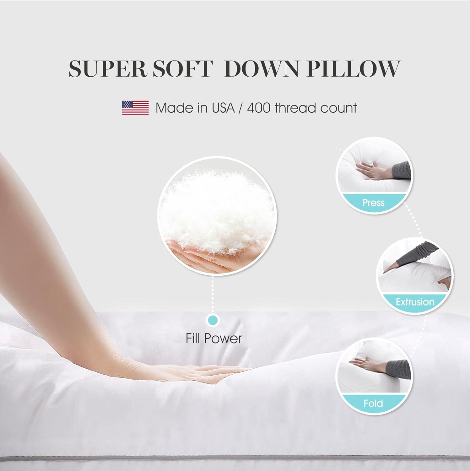imageMartha Stewart White Down Pillows 600 Fill Power Luxury Hotel Bed Pillow Cooling Breathable Sleeping Pillows Made in USAKingSet of 1 Pack