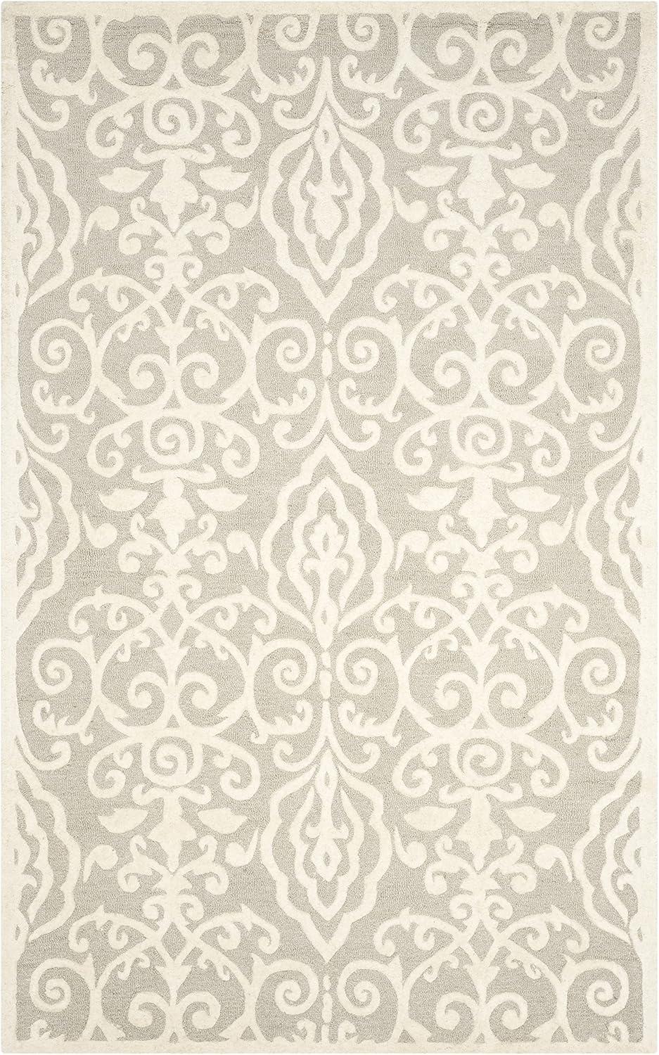 imageMartha Stewart x SAFAVIEH Area Rug Collection 5 x 8 Whetstone Grey Handmade Wool Marais Scroll Design Ideal for Living Room Bedroom Office Dining Space MSR4324A