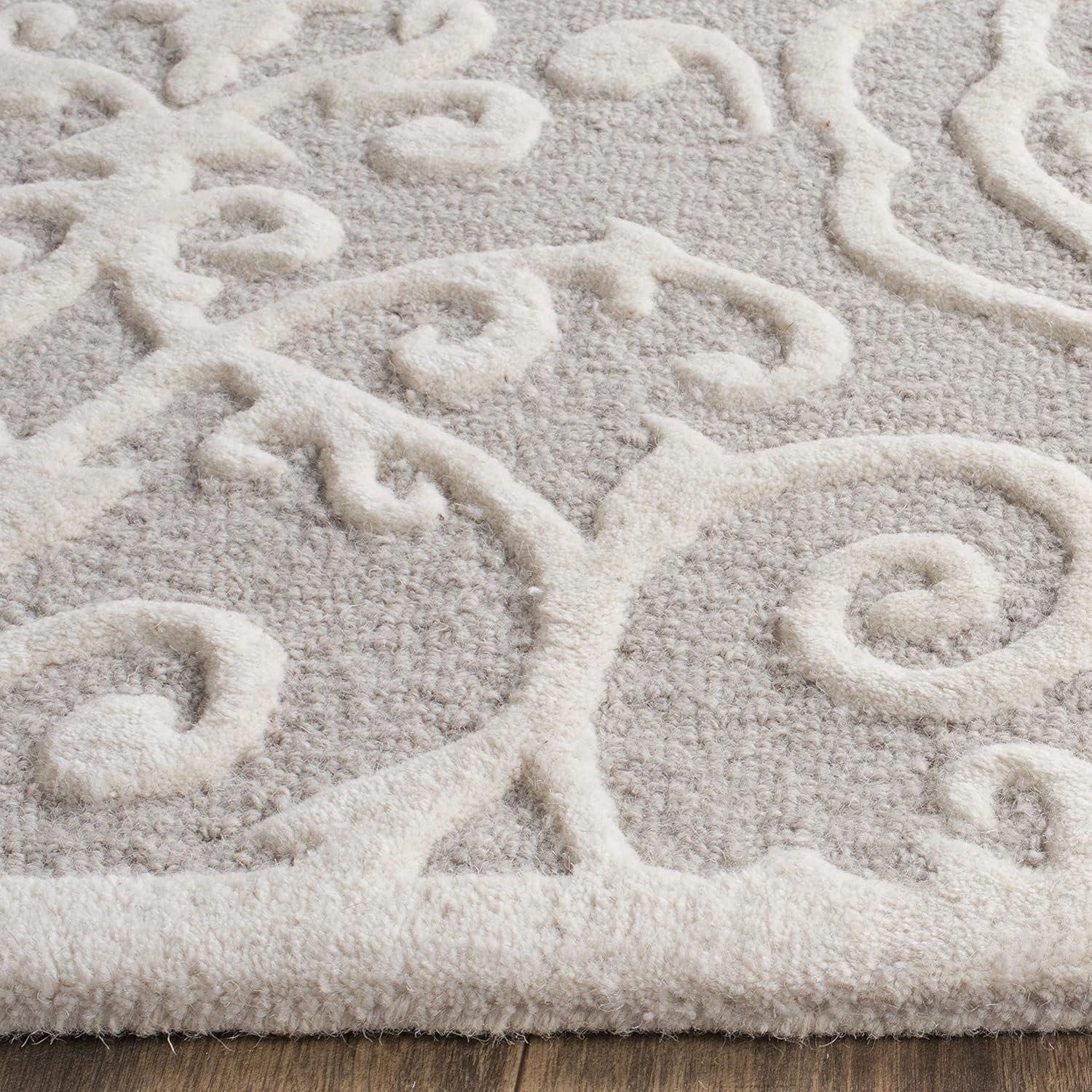 imageMartha Stewart x SAFAVIEH Area Rug Collection 5 x 8 Whetstone Grey Handmade Wool Marais Scroll Design Ideal for Living Room Bedroom Office Dining Space MSR4324A