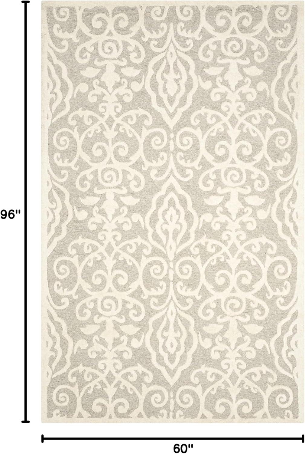 imageMartha Stewart x SAFAVIEH Area Rug Collection 5 x 8 Whetstone Grey Handmade Wool Marais Scroll Design Ideal for Living Room Bedroom Office Dining Space MSR4324A