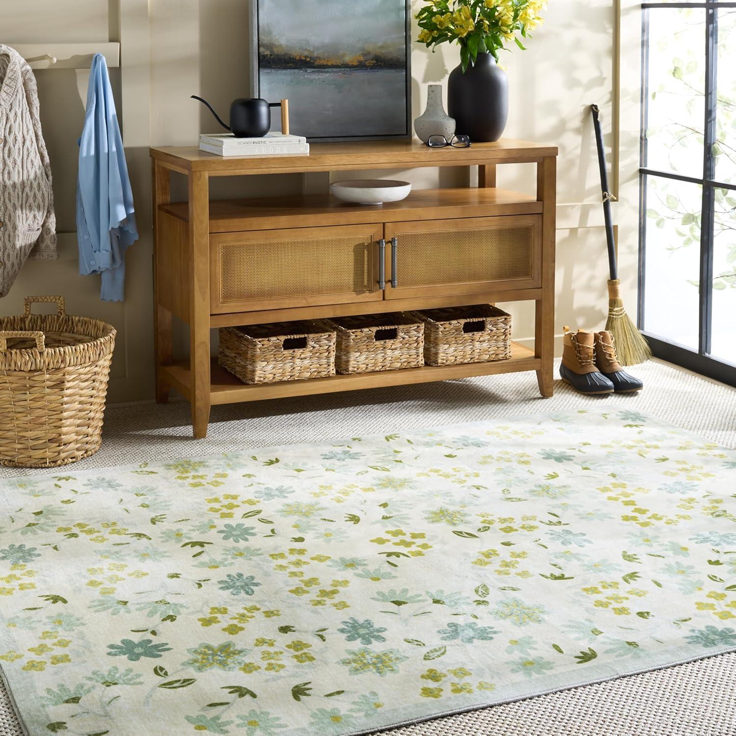 imageMartha Stewart x SAFAVIEH Machine Washable Area Rug Collection 5 x 8 Beige amp Light Green Slip Resistant amp Easy Cleaning Ideal for Ideal for Living Room Bedroom Dining Space MSRW189BBeigeLight Green