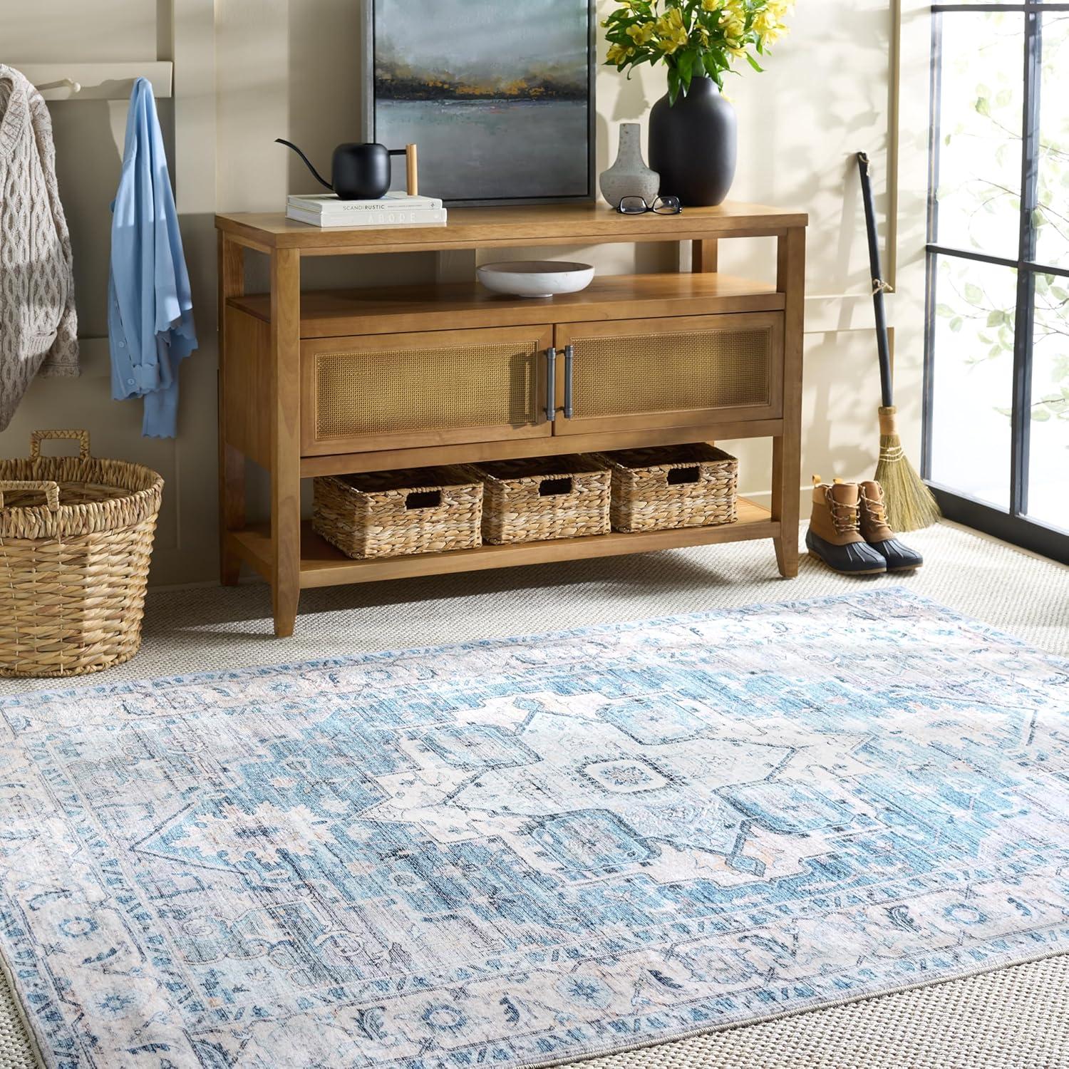 imageMartha Stewart x SAFAVIEH Machine Washable Area Rug Collection 5 x 8 Rust amp Blue Slip Resistant amp Easy Cleaning Ideal for Ideal for Living Room Bedroom Dining Space MSRW113QGreyTurquoise