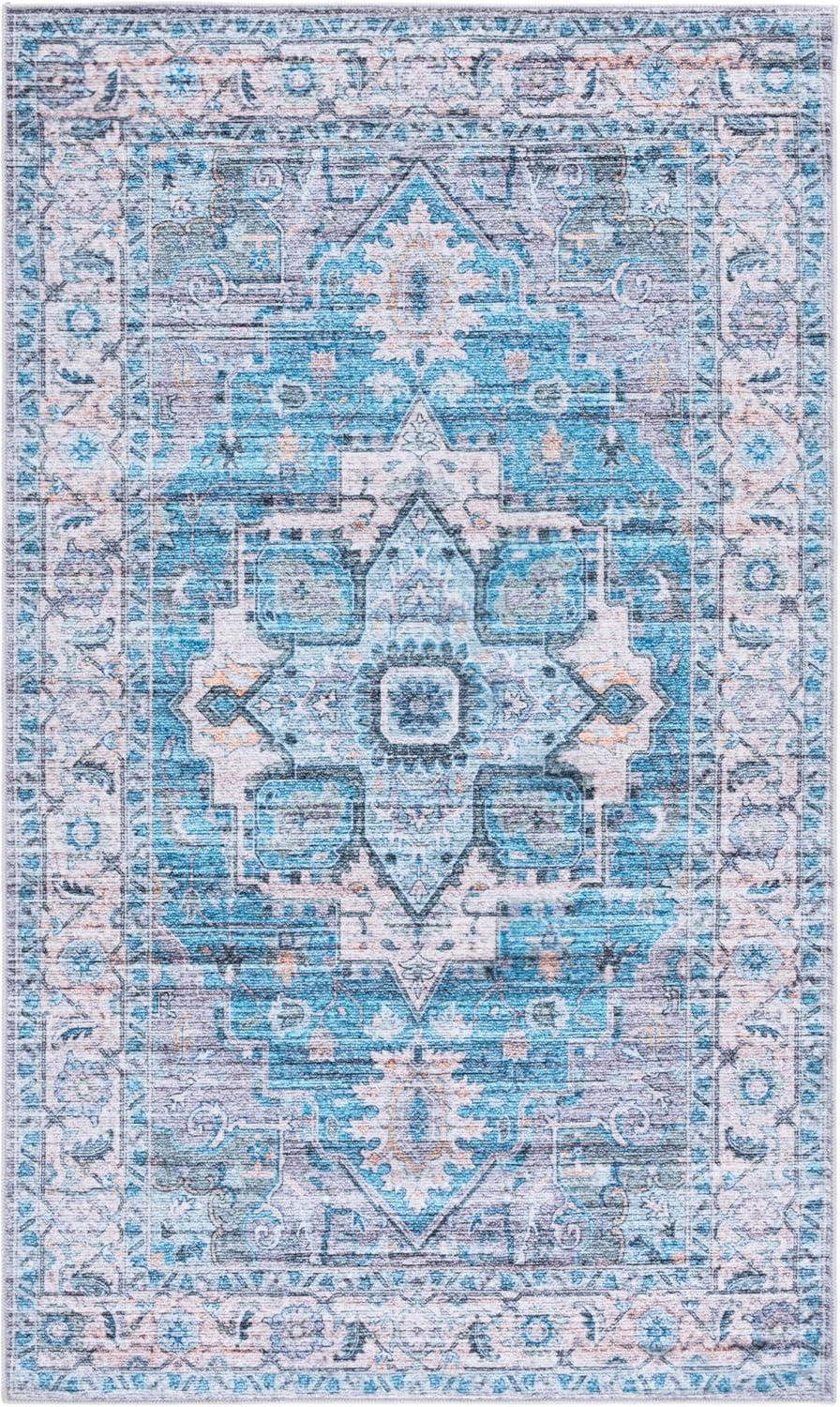 imageMartha Stewart x SAFAVIEH Machine Washable Area Rug Collection 5 x 8 Rust amp Blue Slip Resistant amp Easy Cleaning Ideal for Ideal for Living Room Bedroom Dining Space MSRW113QGreyTurquoise