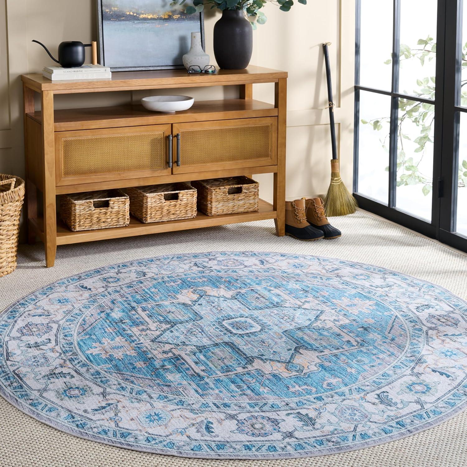 imageMartha Stewart x SAFAVIEH Machine Washable Area Rug Collection 5 x 8 Rust amp Blue Slip Resistant amp Easy Cleaning Ideal for Ideal for Living Room Bedroom Dining Space MSRW113QGreyTurquoise