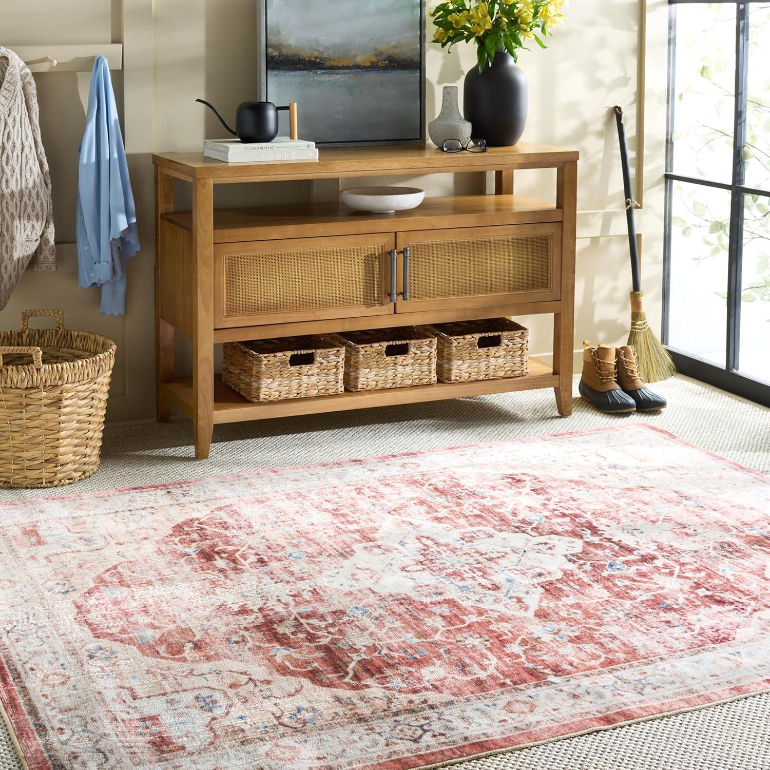 imageMartha Stewart x SAFAVIEH Machine Washable Area Rug Collection 5 x 8 Rust amp Gold Slip Resistant amp Easy Cleaning Ideal for Ideal for Living Room Bedroom Dining Space MSRW156QRustGold