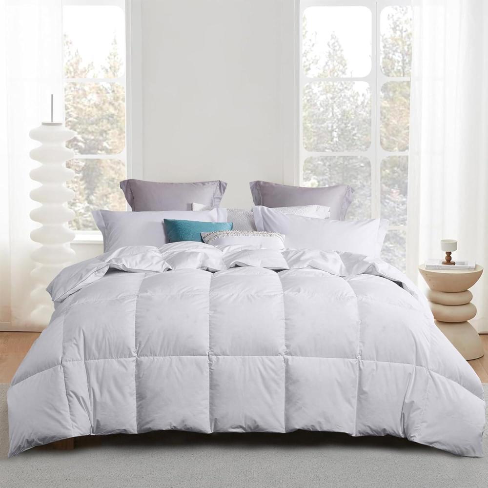imageMartha Stewart 240 Thread Count White Goose Down and Feather Comforter All Season Warmth Duvet Insert with Corner Tabs Made in USA King SizeKing