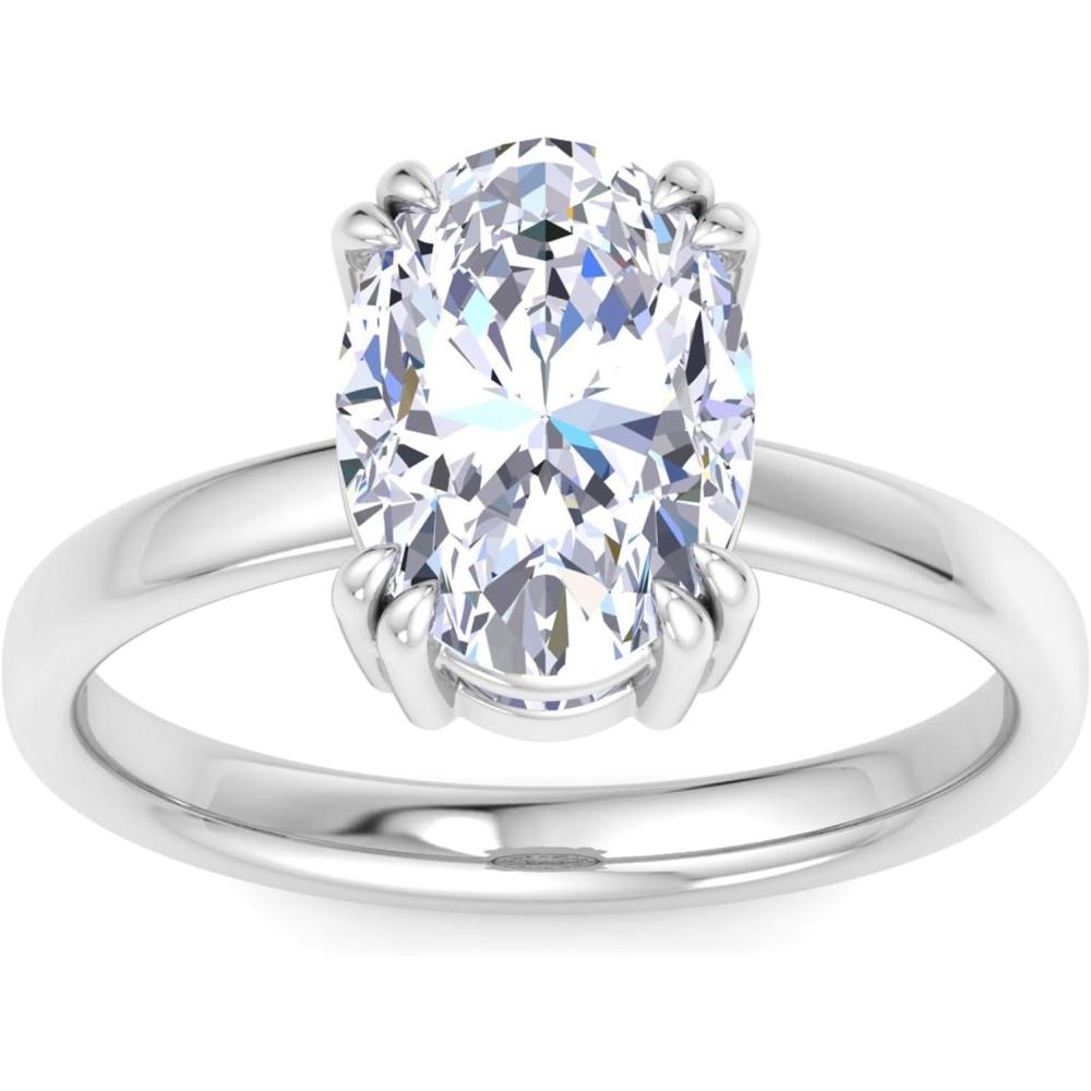imageMartha Stewart 3 Carat Oval Shape Lab Grown Diamond Solitaire Engagement Ring In Sterling Silver