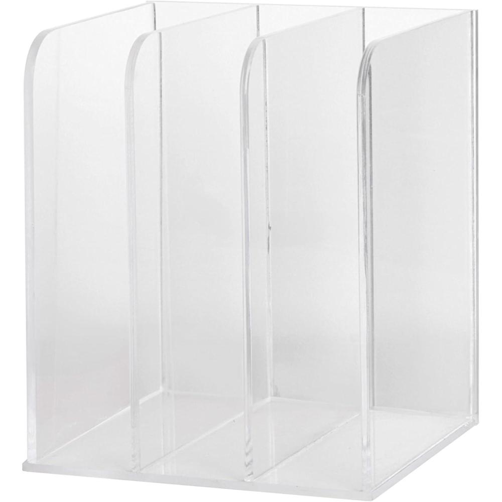 imageMartha Stewart Brody File Desktop Organizer 3 Section Desktop File Document Sorter Organizer File Organizer for Binders Folders Files 85 W x 65 D Clear