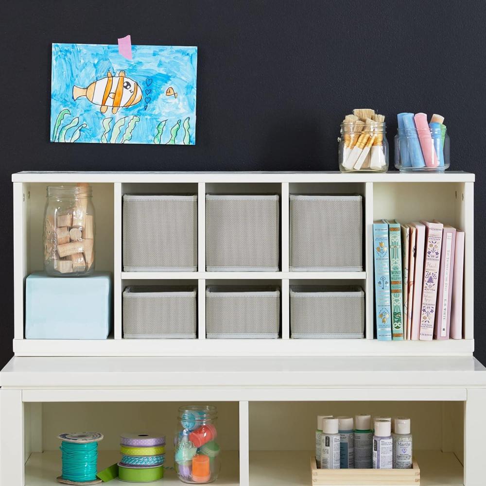 imageMartha Stewart Crafting Kids Cubby Organizer Linen White Wooden Tabletop Art Storage with Removable Bins Cube ShelvingCreamy White