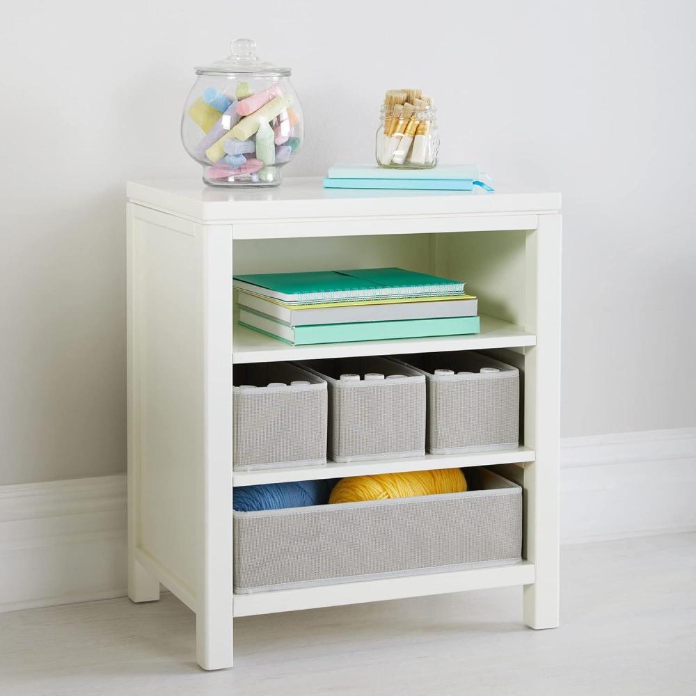 imageMartha Stewart Crafting Kids Open Storage Gray Wooden Shelving with Bins for Art Supplies SingleSided Organization with CompartmentsLinen White