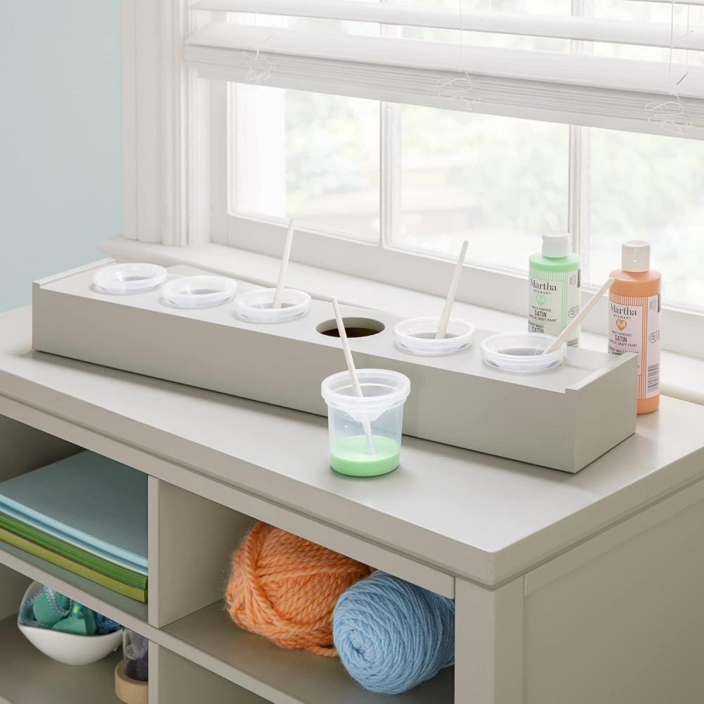imageMartha Stewart Crafting Kids Tray with Paint Cups Gray EasytoClean Set with 6 SpillProof CupsGray