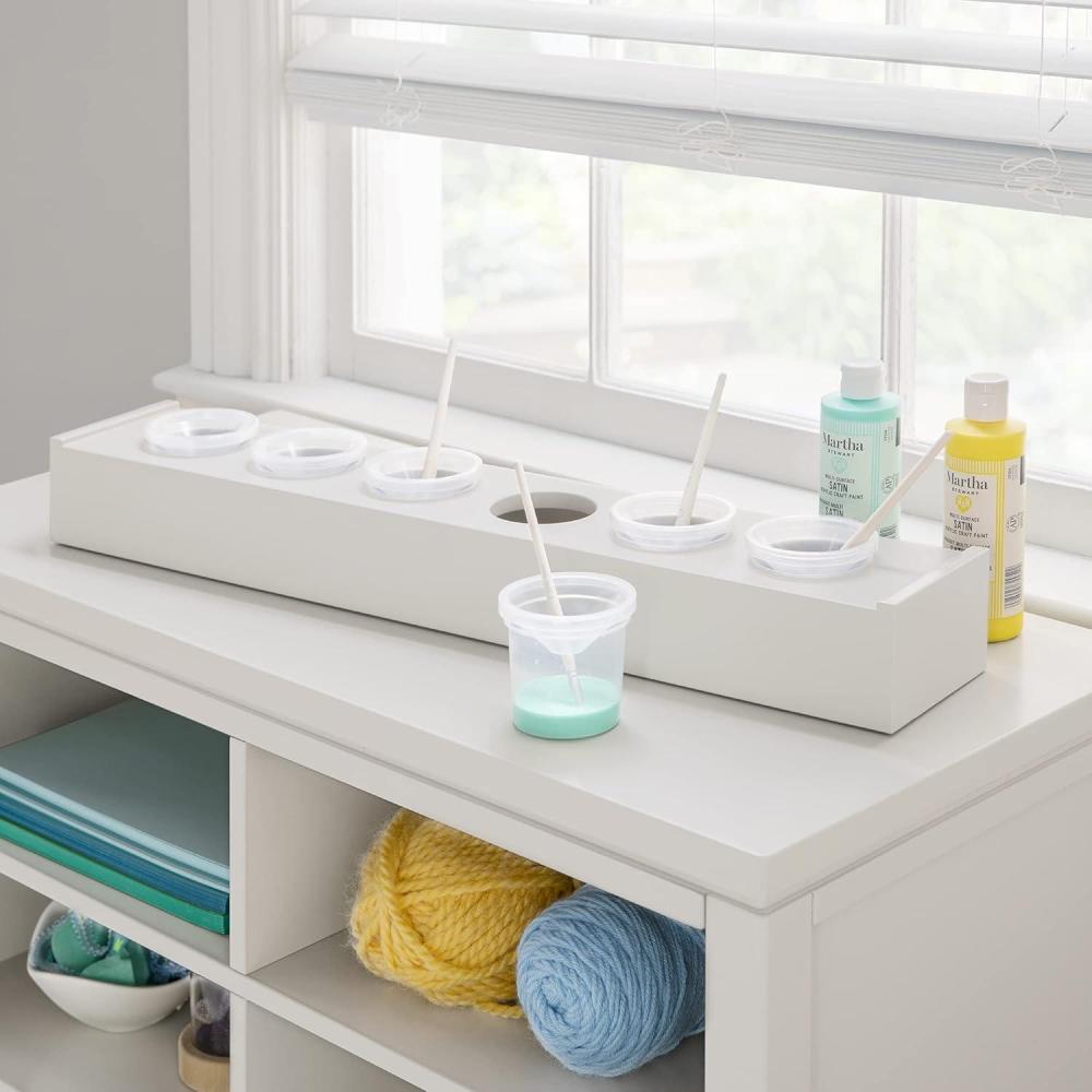 imageMartha Stewart Crafting Kids Tray with Paint Cups Gray EasytoClean Set with 6 SpillProof CupsLinen White