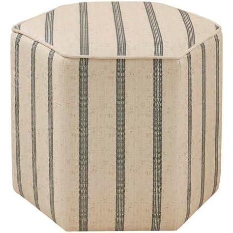 imageMartha Stewart Ellen Accent Ottoman Solid Wood Frame Soft Fabric Hexagonal Small Stool Chair Modern Foam Padded Top Footstool Living Room Furniture Natural 18 W x 18 D x 16 H NaturalNatural