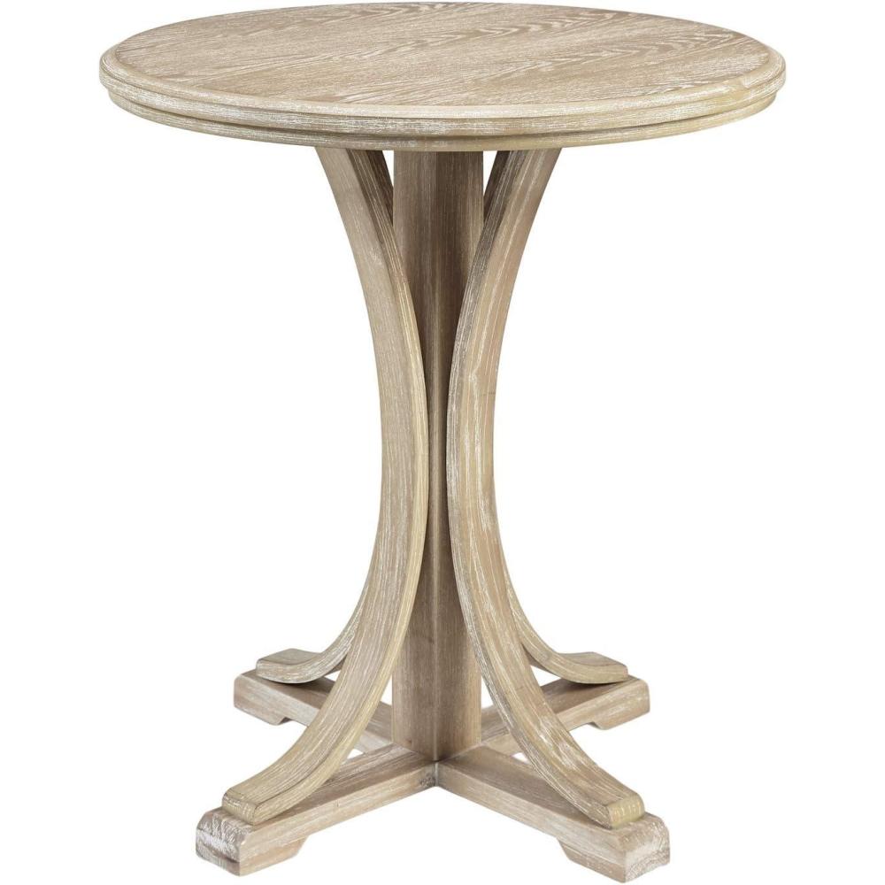 imageMartha Stewart Fatima Accent Tables Modern MidCentury Rustic Pedestal Design Round Tabletop Living Room Furniture Occasional Piece Dia 21 X 24 Wheat