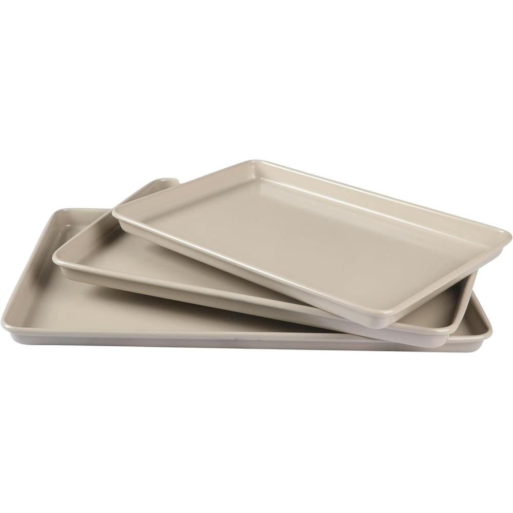 imageMartha Stewart Gallen 9Inch Nonstick Carbon Steel Loaf Pan  Teal Durable Bakeware for Even Baking and Easy ReleaseTaupe Set