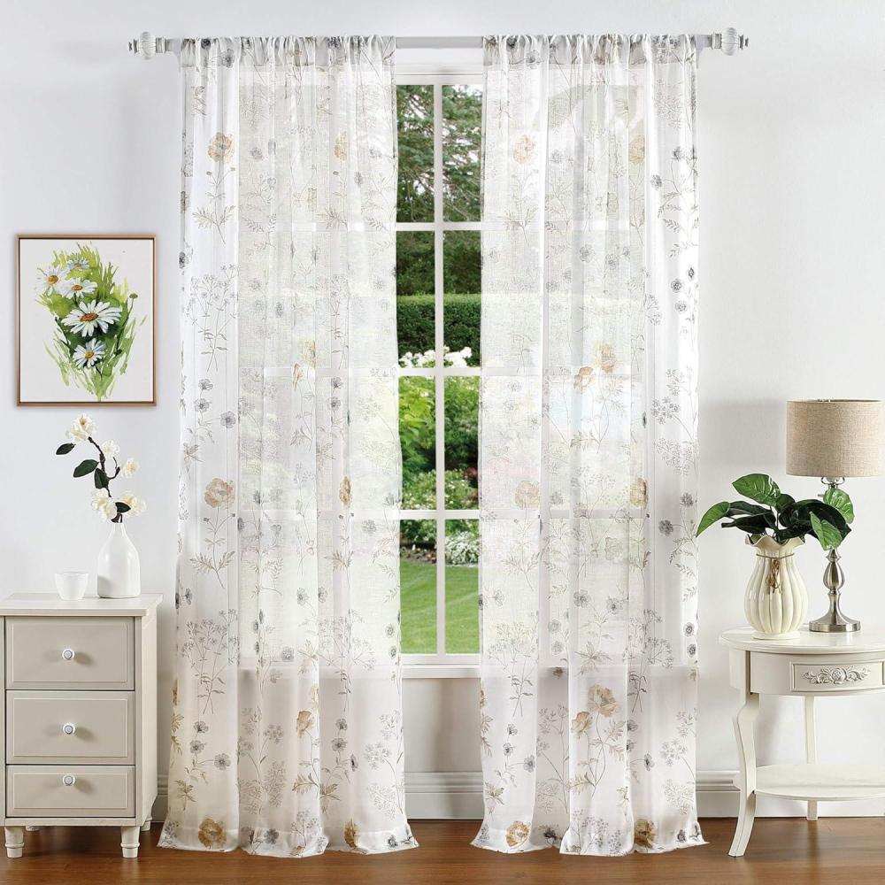 imageMartha Stewart Marthas Garden Floral SemiSheer Rod Pocket Window Curtain Single Panel 84 MultiGold