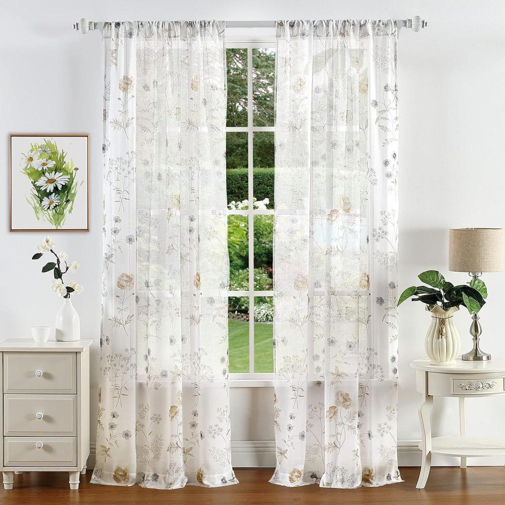 imageMartha Stewart Marthas Garden Floral SemiSheer Rod Pocket Window Curtain Single Panel 84 MultiGold Floral