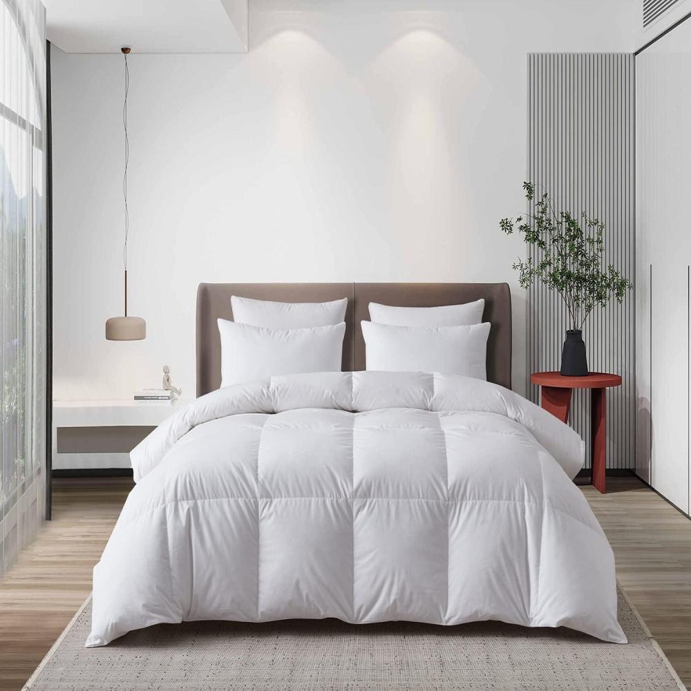 imageMartha Stewart Tencel Lyocell Cotton Blend Hungarian White Goose Down Feather Comforter King Size750 Fill Power All Seasons Warmth Lightweight Duvet Insert Made in USA 106 x 90FullQueen