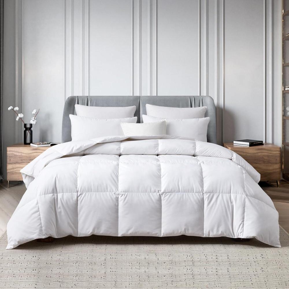 imageMartha Stewart Tencel LyocellCotton Blend White Goose Feather and Down Fiber Comforter Medium Weight All Season Warmth FullQueen SizeKing