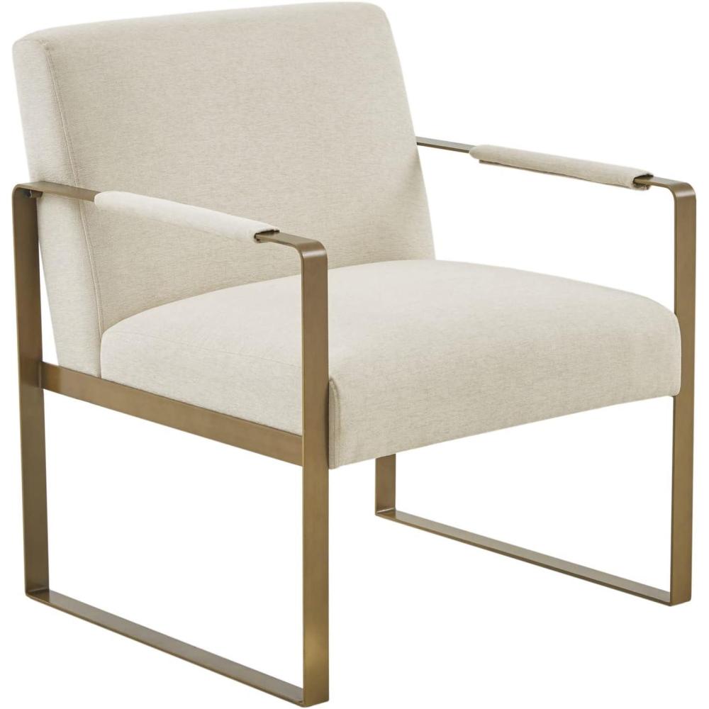 imageMartha Stewart Upholsterd Accent Chair Living Room FurnitureModern Design Comfortable Foam Seat Cushion Bedroom Lounge Sophisticated Finished Sturdy Frame 285 W x 29 D x 325 H TaupeGoldCream