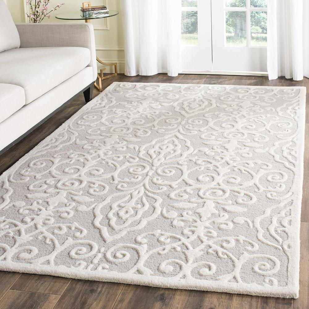 imageMartha Stewart x SAFAVIEH Area Rug Collection 5 x 8 Whetstone Grey Handmade Wool Marais Scroll Design Ideal for Living Room Bedroom Office Dining Space MSR4324A