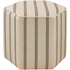 Martha Stewart Ellen Accent Ottoman – Solid Wood Frame, Soft Fabric, Hexagonal Small Stool Chair – Modern Foam Padded Top Footstool Living Room Furniture Natural, 18″ W x 18″ D x 16″ H, Natural(Natural)