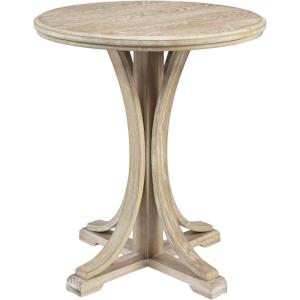Martha Stewart Fatima Accent Tables Modern Mid-Century Rustic Pedestal Design, Round Tabletop Living Room Furniture Occasional Piece, Dia. 21″ X 24″, Wheat