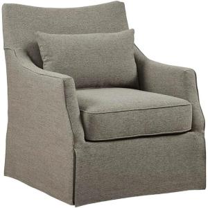 Martha Stewart London Swivel Chair – Solid Wood & Plywood, Skirted Metal Base Accent Armchair, Lumbar Pillow -Modern Classic Family Room Sofa Furniture Bedroom Lounge, 28″X31.5″X35.25″, Light Blue(Tan Multi)
