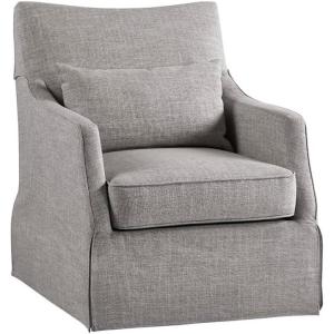 Martha Stewart London Swivel Chair – Solid Wood & Plywood, Skirted Metal Base Accent Armchair, Lumbar Pillow -Modern Classic Family Room Sofa Furniture Bedroom Lounge, 28″X31.5″X35.25″, Light Blue(Grey)