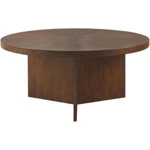Martha Stewart Sadie Round Coffee Table – Starburst Veneer Top, Walnut Brown Wood Finish, Modern Accent for Living Room, Lounge, or Sitting Area, 22″ x Dia 24″ H(Walnut Brown)