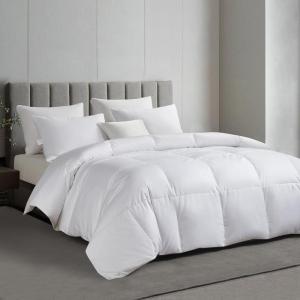 Martha Stewart Tencel™ Lyocell/Cotton Blend White Goose Feather and Down Fiber Comforter – Medium Weight All Season Warmth – Full/Queen Size(Full/Queen)