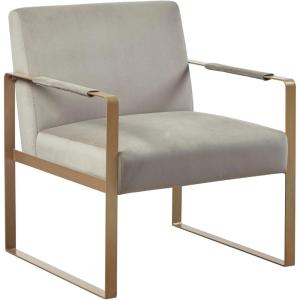 Martha Stewart Upholsterd Accent Chair Living Room Furniture-Modern Design Comfortable Foam Seat Cushion Bedroom Lounge, Sophisticated Finished, Sturdy Frame, 28.5″ W x 29″ D x 32.5″ H, Taupe/Gold(Taupe)
