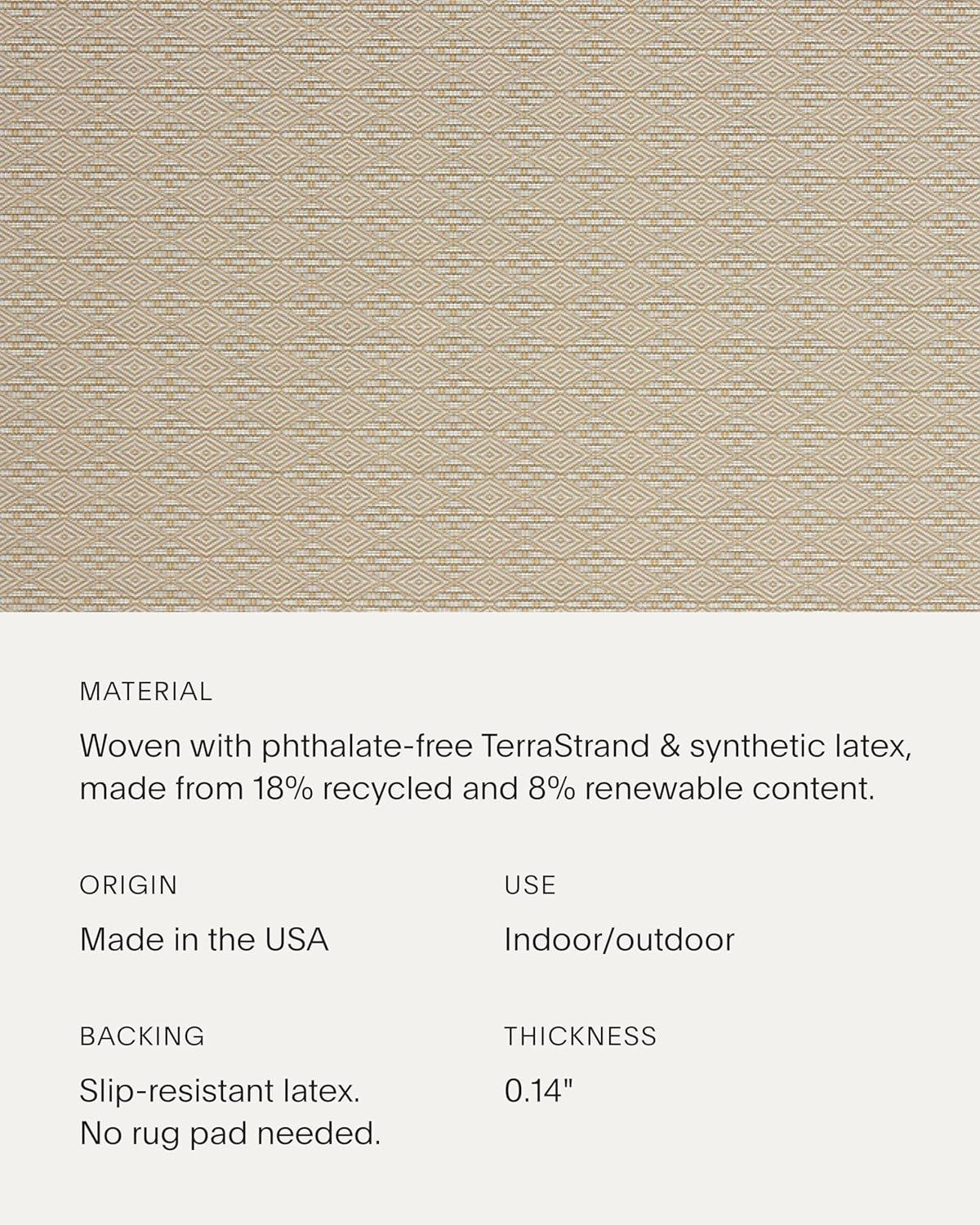 imageChilewich Martha by Martha Stewart Boxwood Rug in Abalone 23 x 36 Easy Care Premium IndoorOutdoor Floor Mat for Entry Kitchen Bath Pool with NonSlip BackingWheat