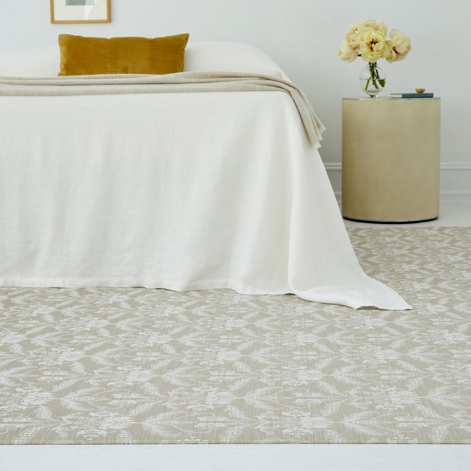 imageChilewich Martha by Martha Stewart Damask Rug in Abalone 23x36 Easy Care Premium IndoorOutdoor Floor Mat for Entry Kitchen Bath Pool with NonSlip BackingFlax