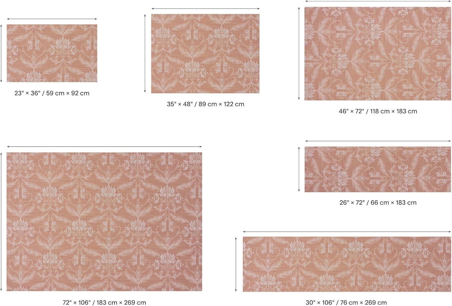 imageChilewich Martha by Martha Stewart Damask Rug in Abalone 23x36 Easy Care Premium IndoorOutdoor Floor Mat for Entry Kitchen Bath Pool with NonSlip BackingBurnt Coral