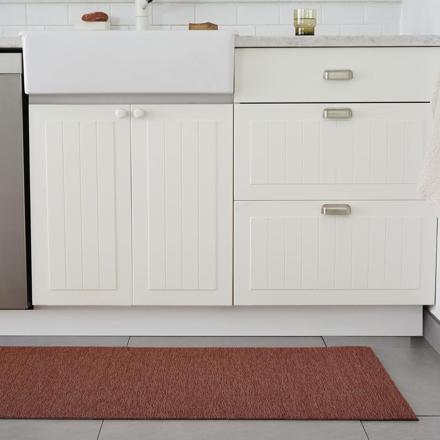 imageChilewich Martha by Martha Stewart Heathered Shag Runner in Flax 2x6 Easy Care Premium IndoorOutdoor Tufted Rug for Entry Kitchen Bath Pool with Weatherproof BackingBurnt Coral