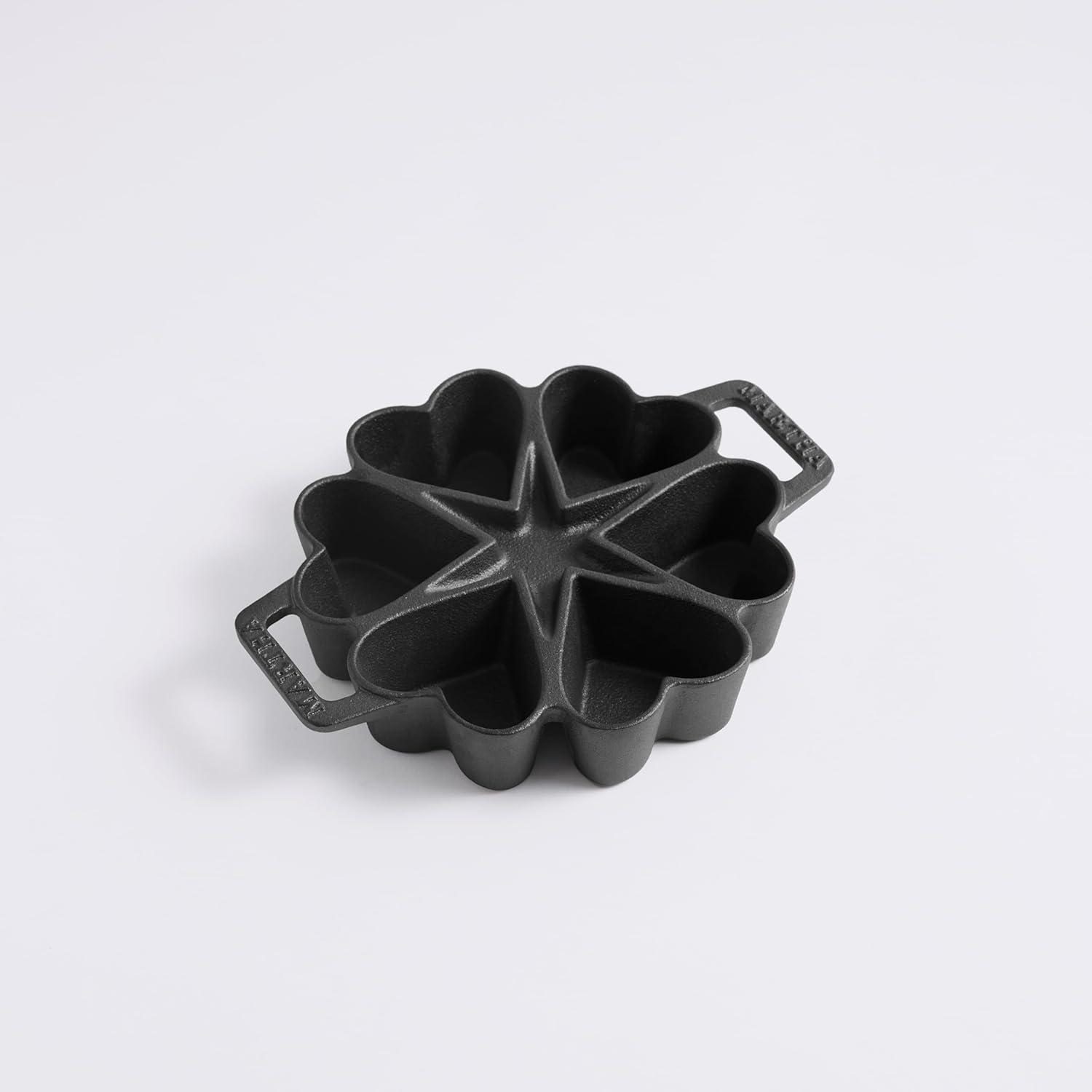 imageMartha Stewart Martha 6Cup Heart Shaped PreSeasoned Cast Iron Mold PanBlack