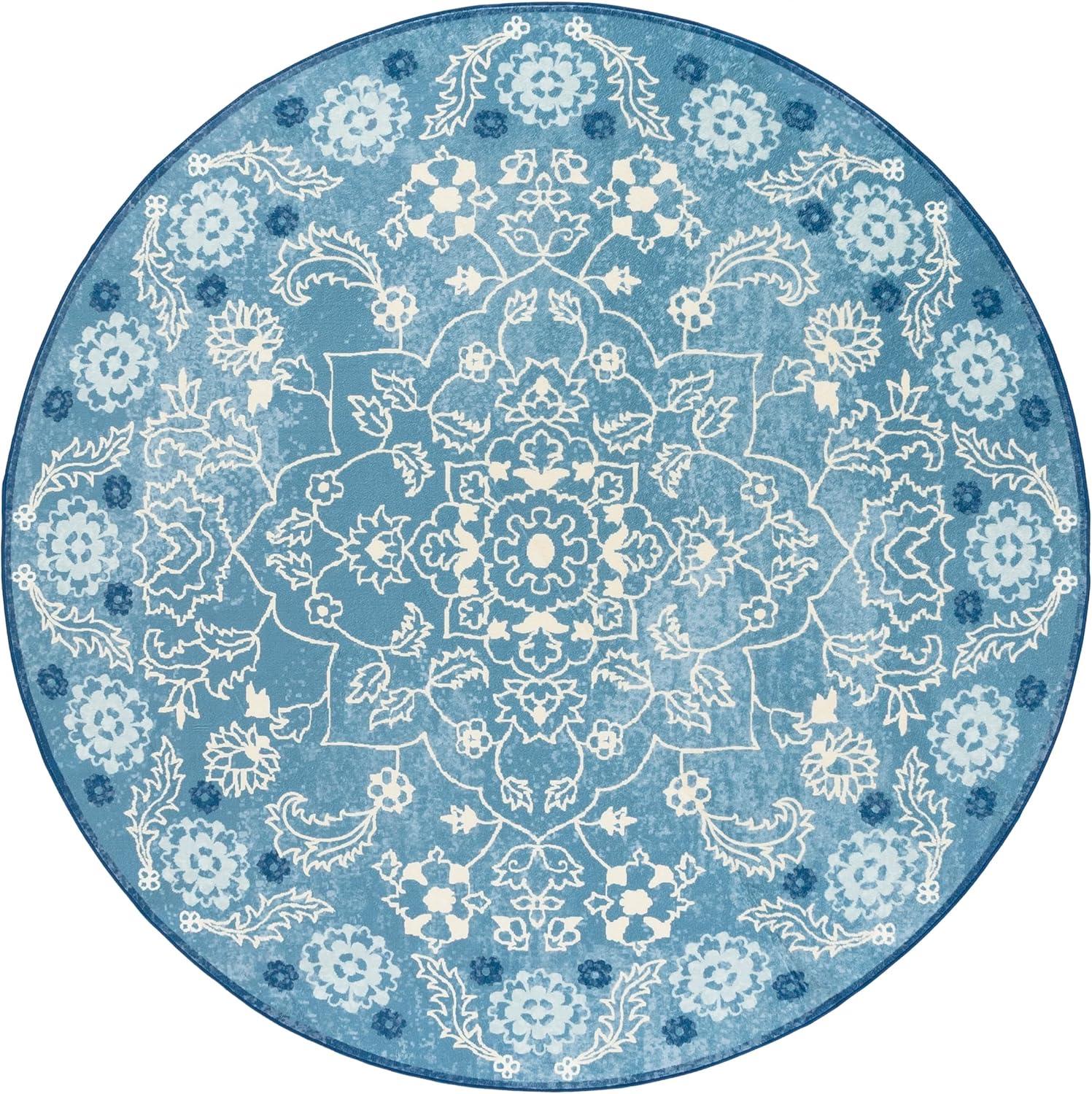 imageMartha Stewart x SAFAVIEH Machine Washable Area Rug Collection 5 x 8 Blue amp Beige Slip Resistant amp Easy Cleaning Ideal for Ideal for Living Room Bedroom Dining Space MSRW194LBlueBeige