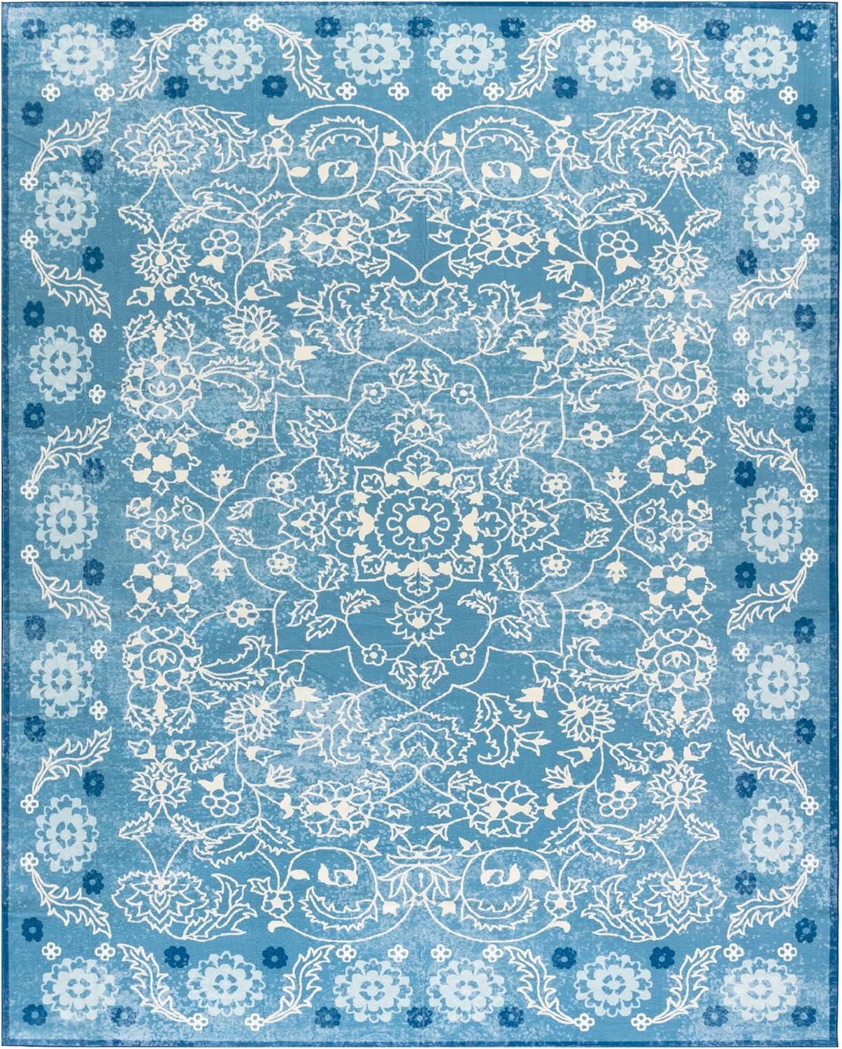 imageMartha Stewart x SAFAVIEH Machine Washable Area Rug Collection 5 x 8 Blue amp Beige Slip Resistant amp Easy Cleaning Ideal for Ideal for Living Room Bedroom Dining Space MSRW194LBlueBeige