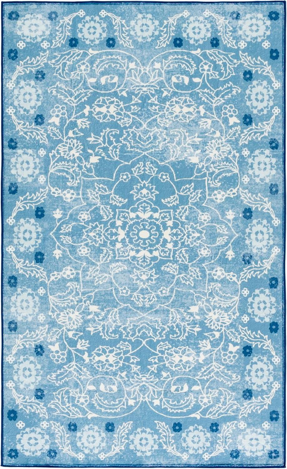 imageMartha Stewart x SAFAVIEH Machine Washable Area Rug Collection 5 x 8 Blue amp Beige Slip Resistant amp Easy Cleaning Ideal for Ideal for Living Room Bedroom Dining Space MSRW194LBlueBeige