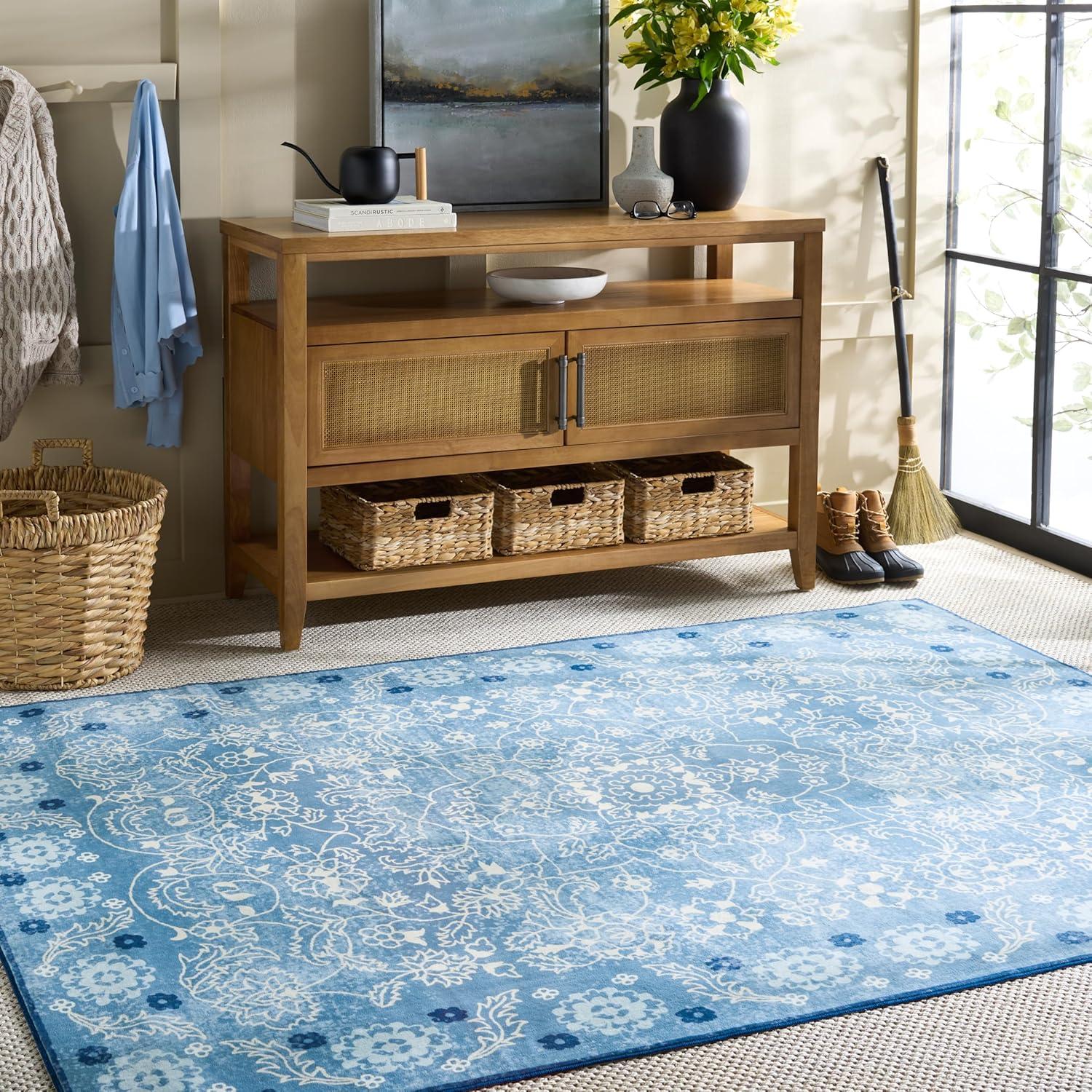 imageMartha Stewart x SAFAVIEH Machine Washable Area Rug Collection 5 x 8 Blue amp Beige Slip Resistant amp Easy Cleaning Ideal for Ideal for Living Room Bedroom Dining Space MSRW194LBlueBeige