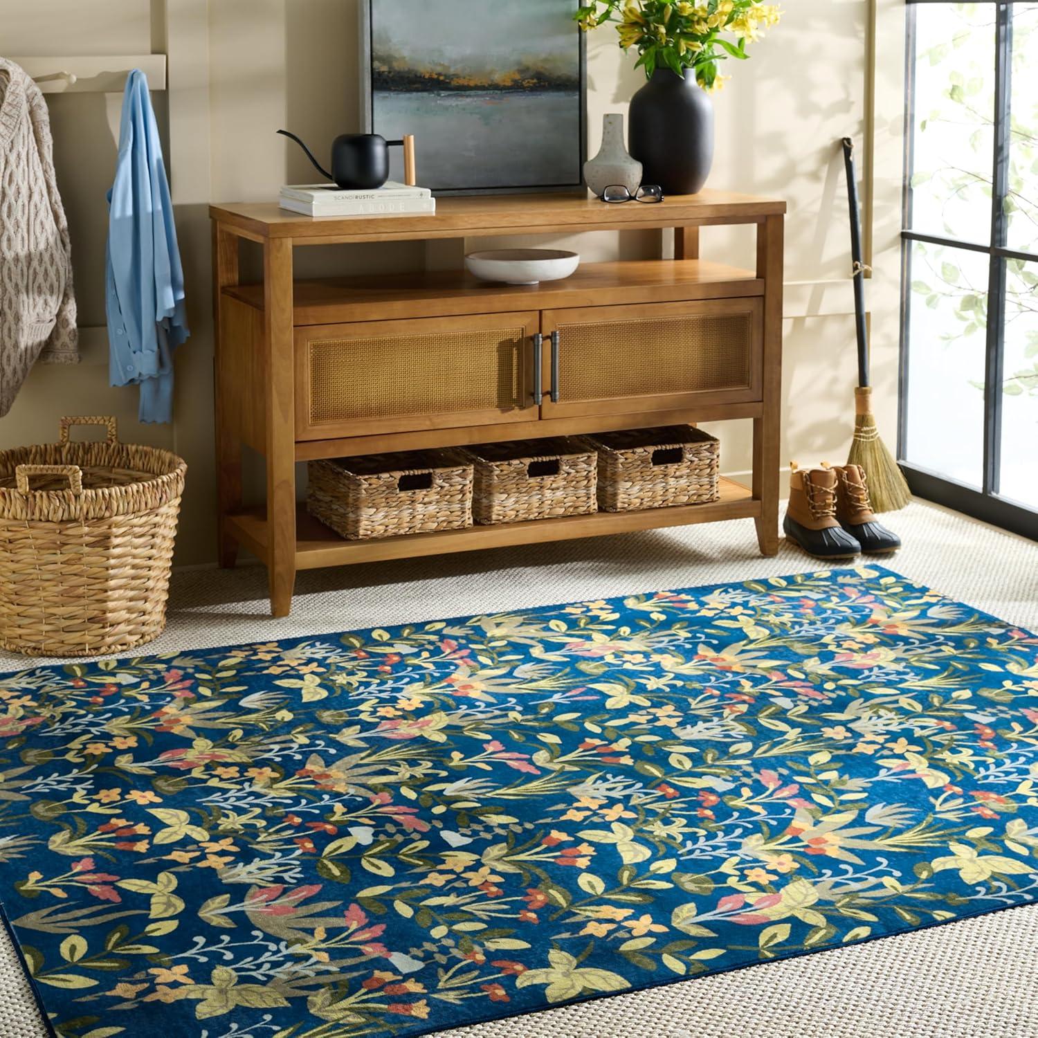 imageMartha Stewart x SAFAVIEH Machine Washable Area Rug Collection 5 x 8 Navy amp Gold Slip Resistant amp Easy Cleaning Ideal for Ideal for Living Room Bedroom Dining Space MSRW192NNavyGold