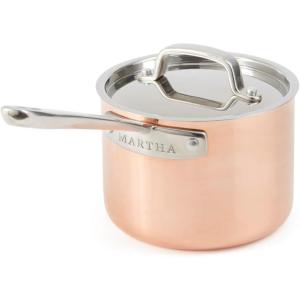 Martha Stewart Martha 3.5-Quart Stainless Steel Straight Sided Saute Pan w/Lid – Copper Exterior/Satin Interior(Copper)