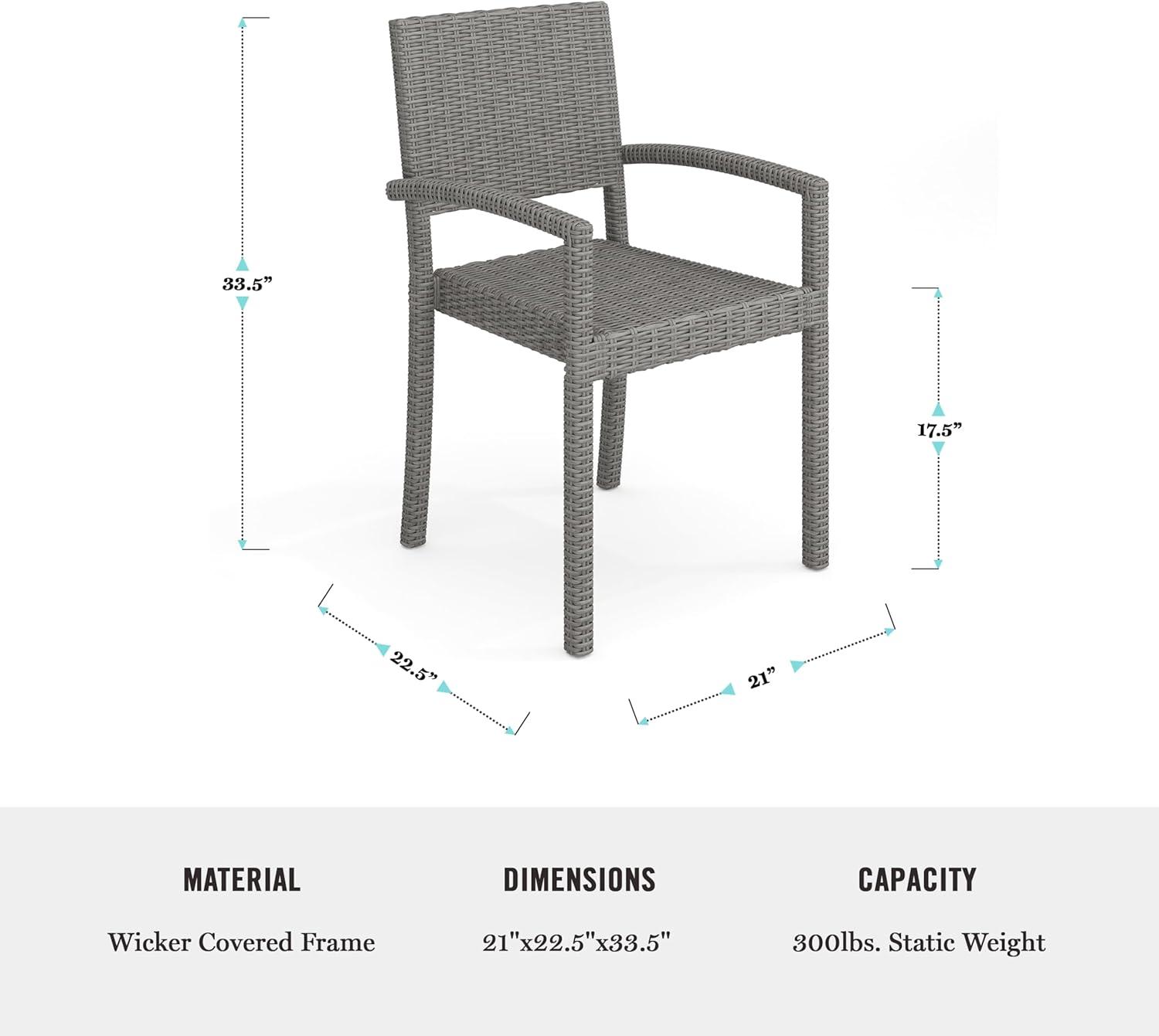 imageMartha Stewart Bedford 7Piece IndoorOutdoor Dining Set with 6 Stackable Chairs and 62 Patio Table with Faux Wood Top and Rattan Wicker Finish in GrayGrey