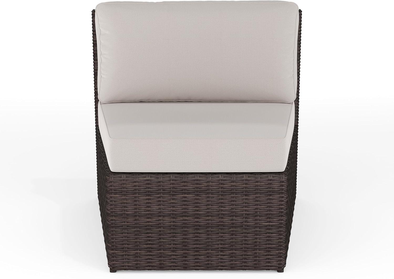imageMartha Stewart Bedford IndoorOutdoor Modular Patio Curved Sectional Sofa Seats with Rattan Wicker Finish in Gray with Gray AllWeather Cushions Set of 2Tan CushionsBrown Frame