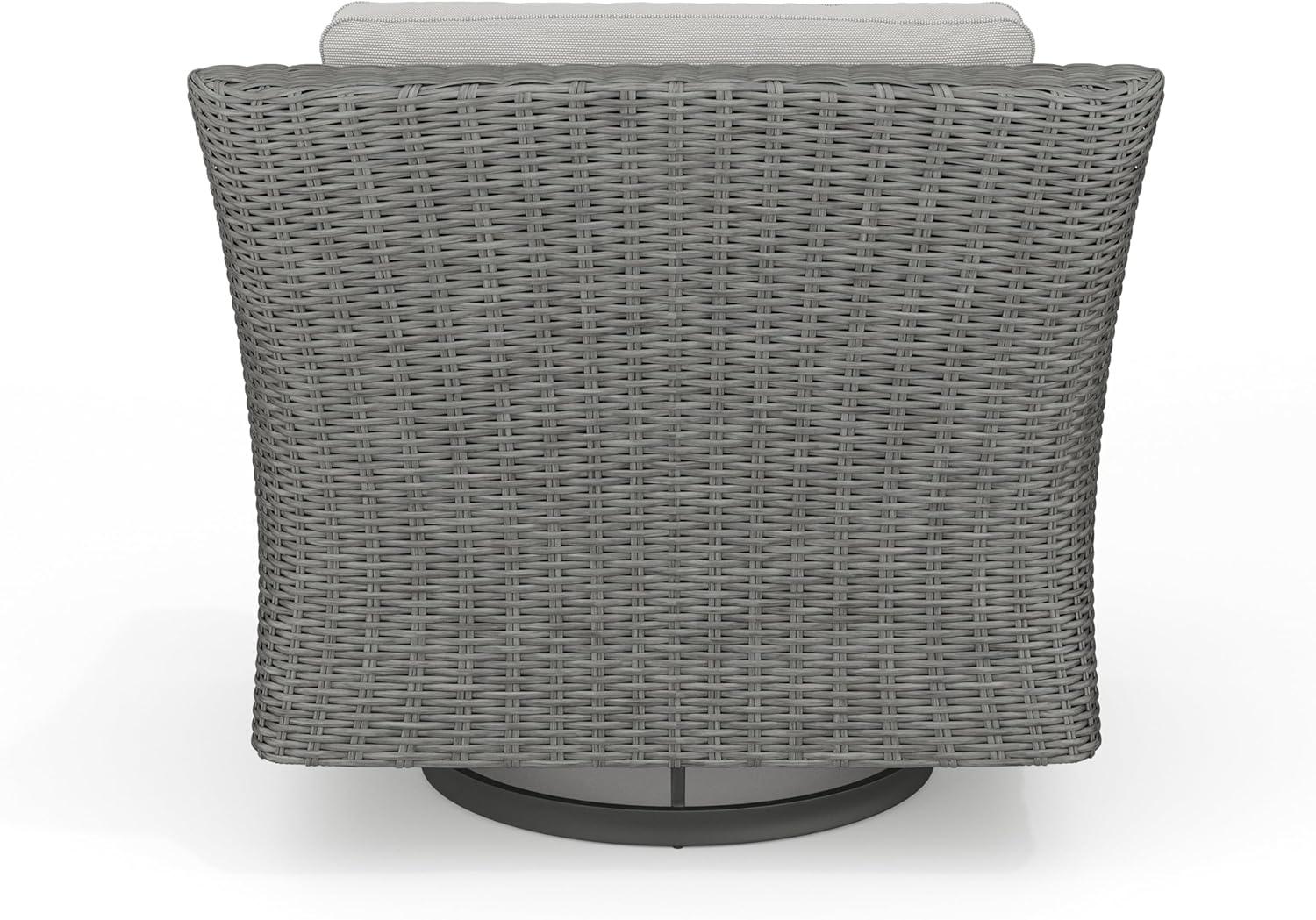 imageMartha Stewart Bedford IndoorOutdoor Patio Chair with 360 Swivel Functionality and Rattan Wicker Finish in Gray with Gray AllWeather Cushions