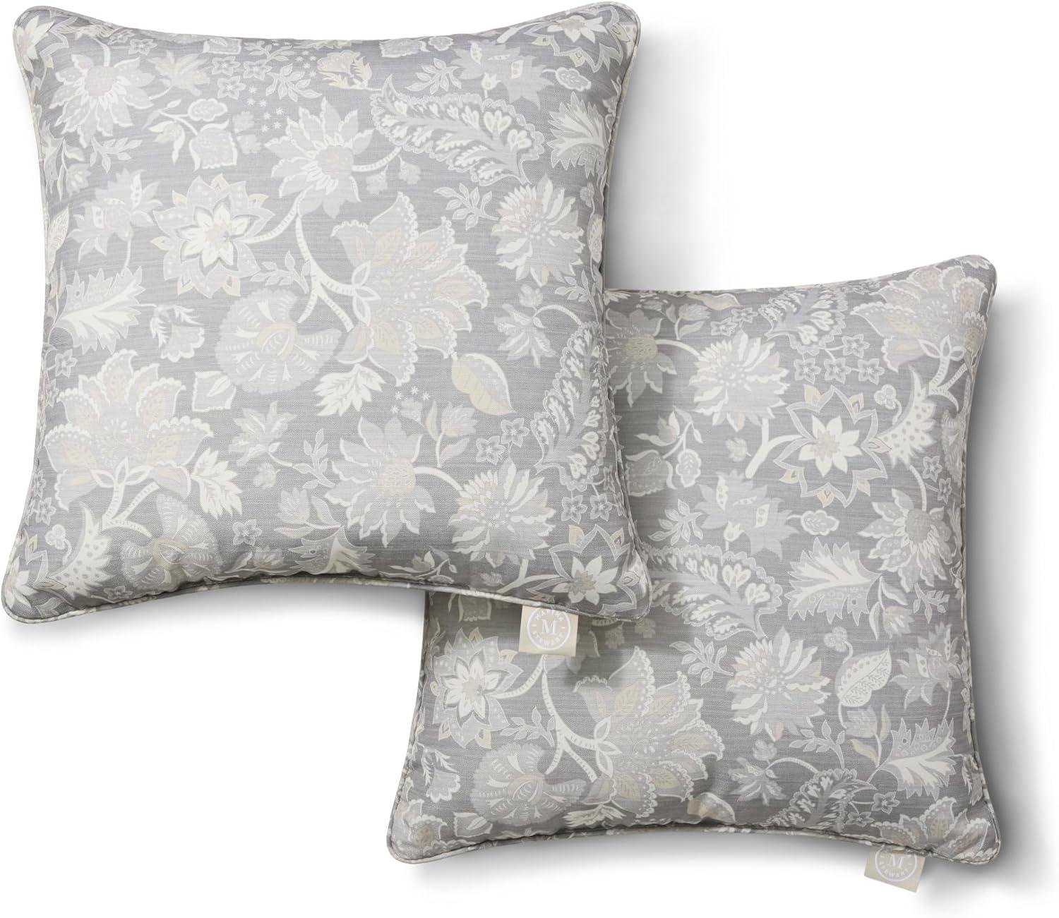 imageMartha Stewart Distressed Jacobean Indoor Outdoor Decorative Lumbar Pillow 2Pack Set UV Fade Resistant Water Repellent Printed Floral Design Grey 11x18Grey
