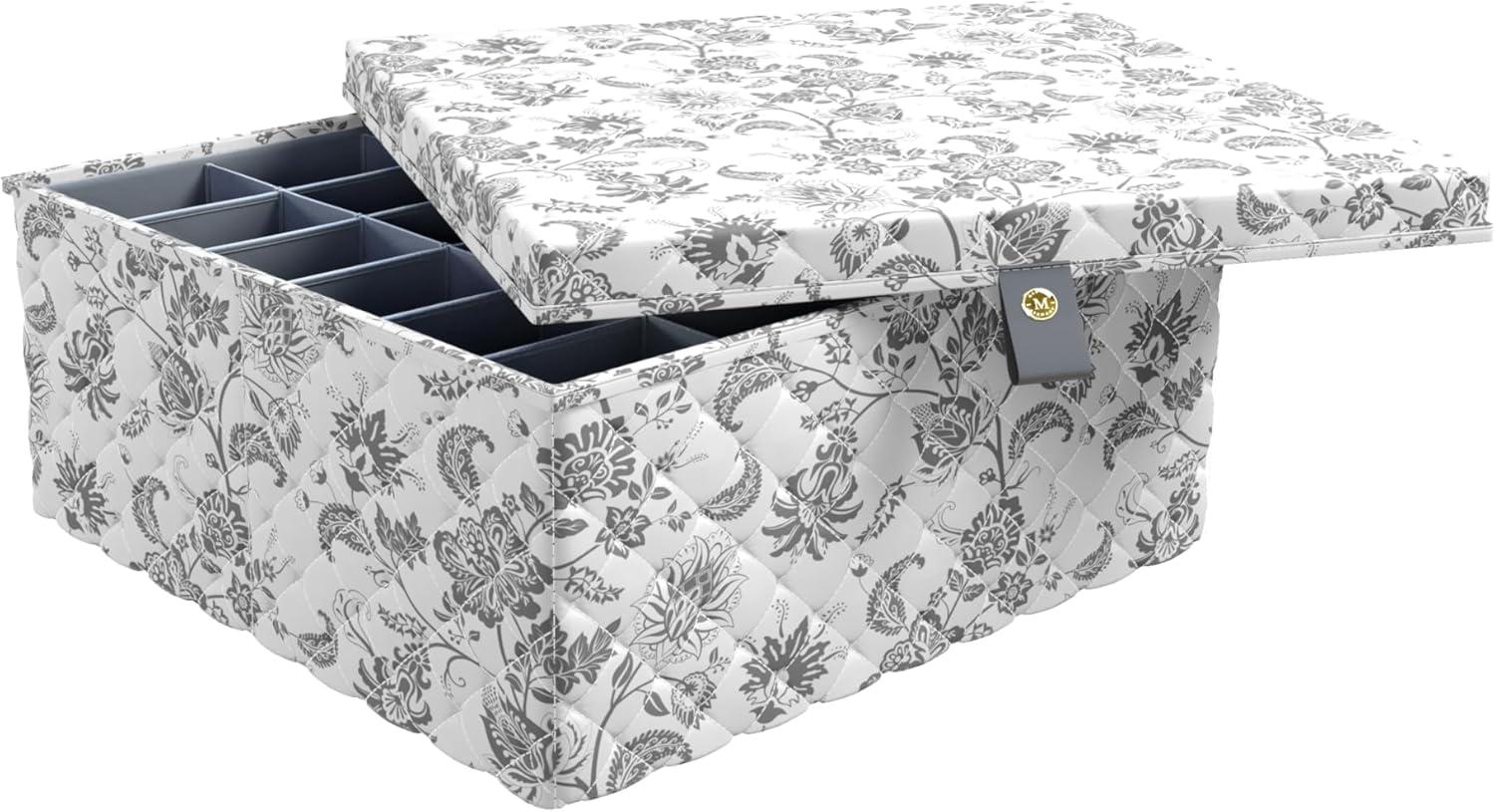 imageMartha Stewart Essential Collapsible Stackable Decorative Home Storage Organization With Lidded Tops Set of 2 Lidded Storage Boxes Bedford FloralBedford Floral